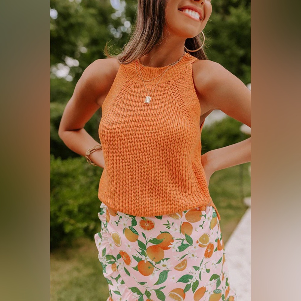 Face The Tide Knit Tank In Orange size small